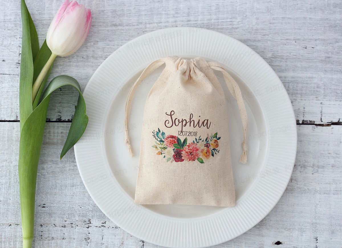 Personalized drawstring outlet pouch